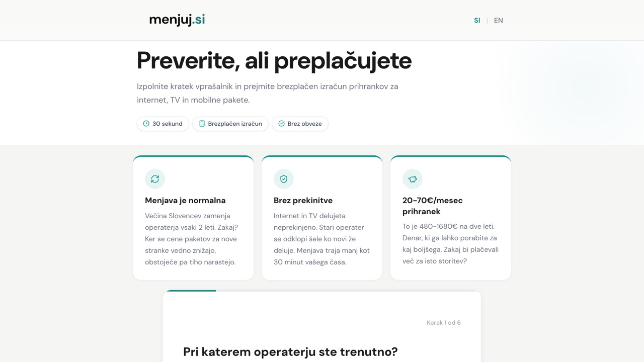 Menjuj.si website