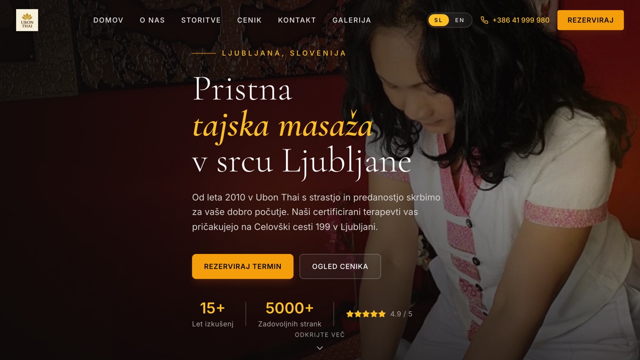 Ubon Thai Massage website